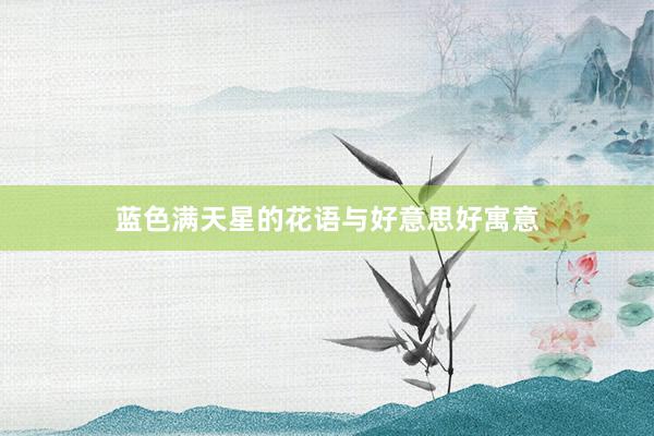 蓝色满天星的花语与好意思好寓意