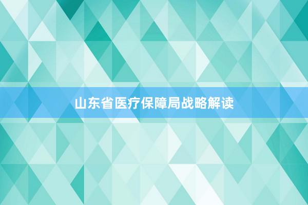 山东省医疗保障局战略解读